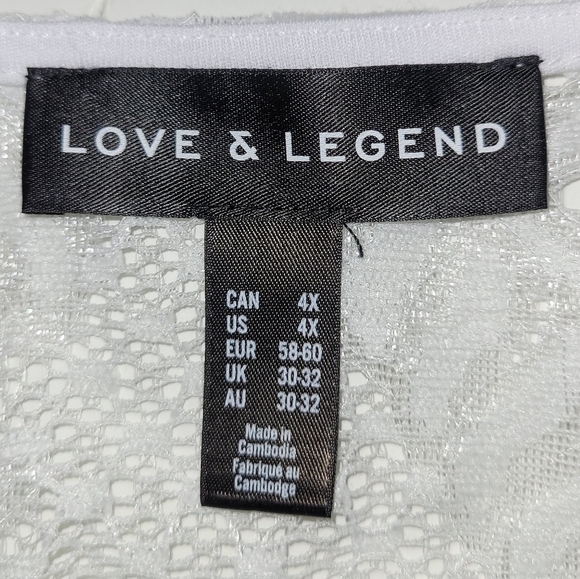 + Love & Legend white open weave leaf motif round neck short sleeve top - Picture 4 of 7